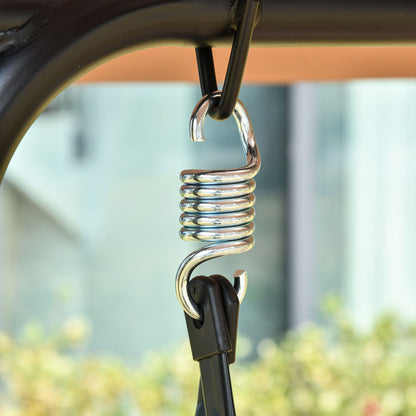 2-Seater Hollywood Swing Chair Outdoor Sun Lounger UV-Resistant High-Quality Metal Tube Adjustable Angle Brown