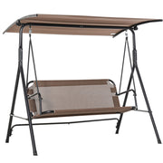 2-Seater Hollywood Swing Chair Outdoor Sun Lounger UV-Resistant High-Quality Metal Tube Adjustable Angle Brown