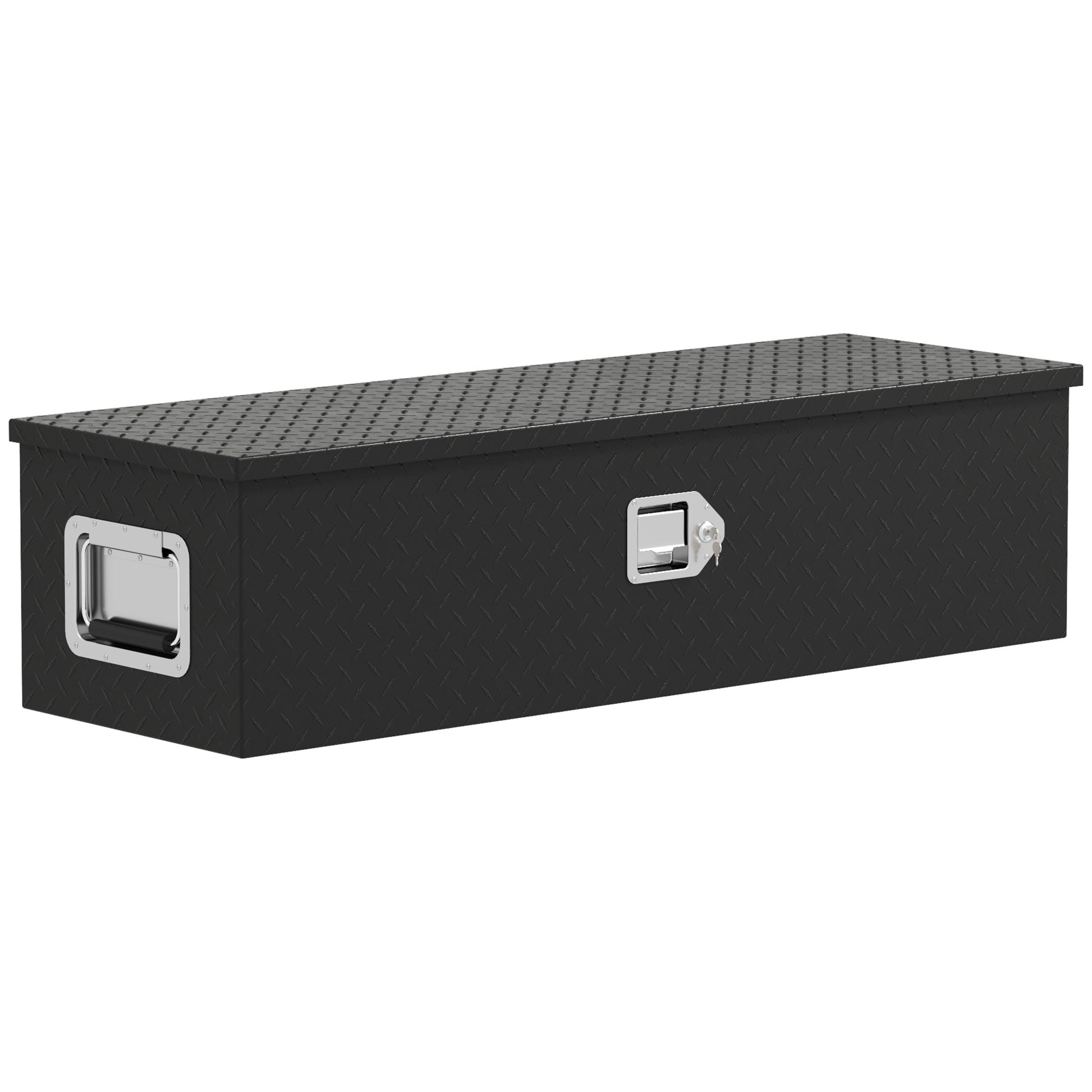 Tool Box Aluminum 99 x 33 x 25.4 cm Tool Case with Metal Closures Carry Handle Lock Keys, Organizer Tool Chest Plastic Toolbox Storage Box for Workshop