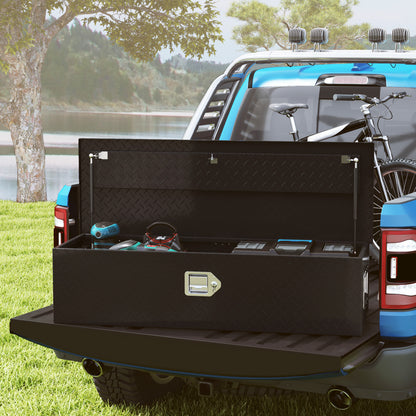 Tool Box Aluminum 99 x 33 x 25.4 cm Tool Case with Metal Closures Carry Handle Lock Keys, Organizer Tool Chest Plastic Toolbox Storage Box for Workshop