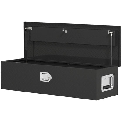 Tool Box Aluminum 99 x 33 x 25.4 cm Tool Case with Metal Closures Carry Handle Lock Keys, Organizer Tool Chest Plastic Toolbox Storage Box for Workshop