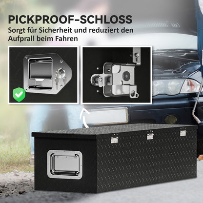 Tool Box Aluminum 99 x 33 x 25.4 cm Tool Case with Metal Closures Carry Handle Lock Keys, Organizer Tool Chest Plastic Toolbox Storage Box for Workshop