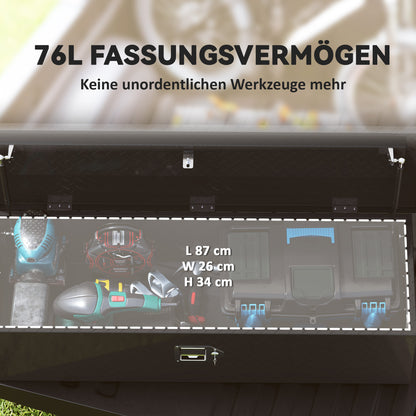 Tool Box Aluminum 99 x 33 x 25.4 cm Tool Case with Metal Closures Carry Handle Lock Keys, Organizer Tool Chest Plastic Toolbox Storage Box for Workshop