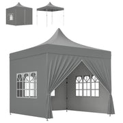 Pop-up Foldable Gazebo 3x3 m Foldable Canopy with 4 Anti-UV Side Walls Adjustable Height Robust Metal Frame and Carrying Bag for Camping Parties Gray