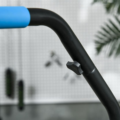 102 cm Fitness Trampoline, Foldable Mini Trampoline with Fourfold Adjustable Handlebar, Fitness Rebounder for Adults, up to 100 kg, Black+Blue