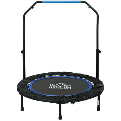 102 cm Fitness Trampoline, Foldable Mini Trampoline with Fourfold Adjustable Handlebar, Fitness Rebounder for Adults, up to 100 kg, Black+Blue