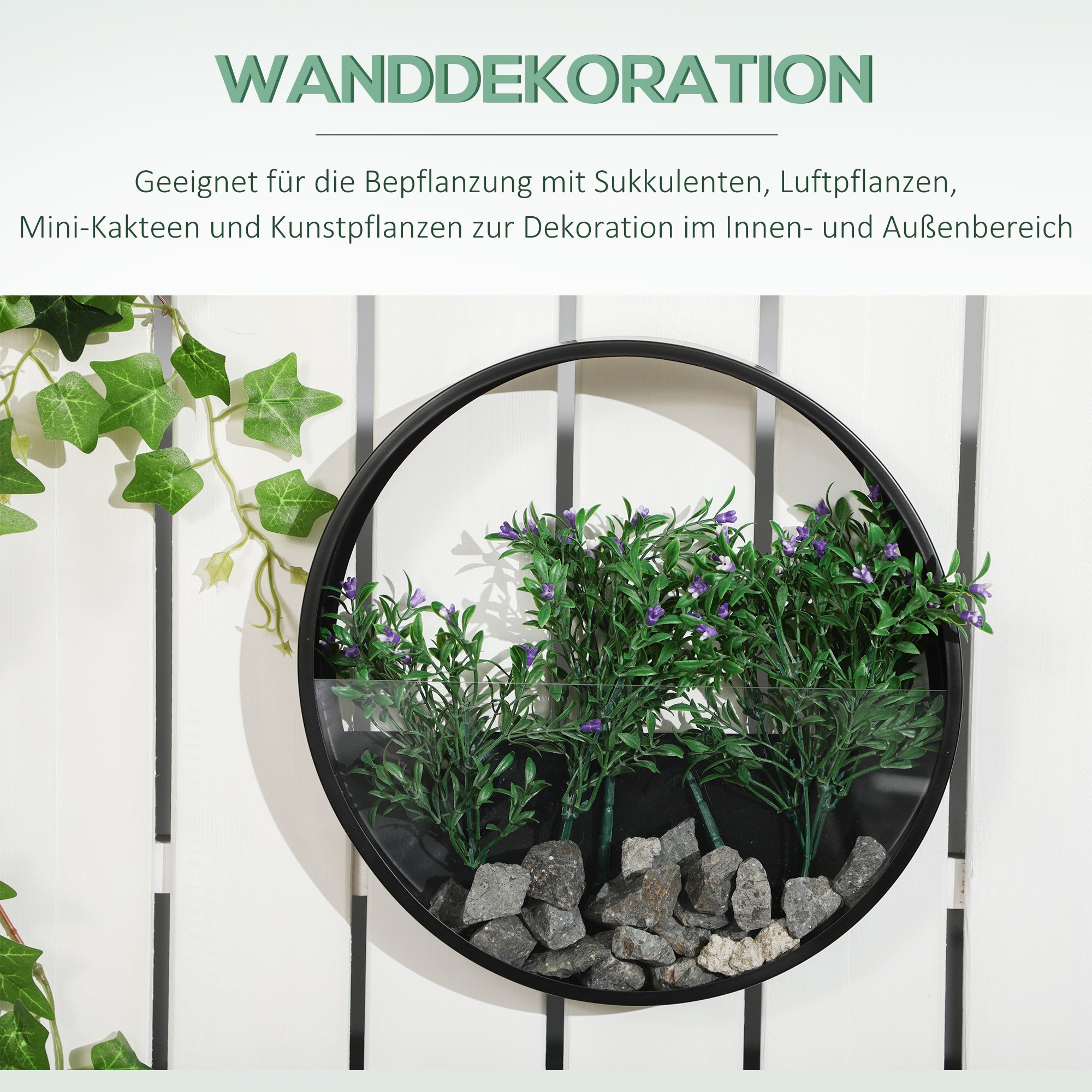 3-Piece Set Planters, Wall Planter, Plant Container for Succulents, Cacti, Wall Vase for Garden, Living Room, Steel, Black