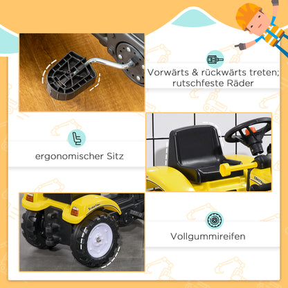 Seat Excavator with Storage Compartment, Ride-On Excavator with Shovel, Pedal Tractor, Sand Excavator Slider Vehicle, Children's Excavator, Slider Excavator, Shovel Excavator for 3-Year-Olds, Yellow+Black