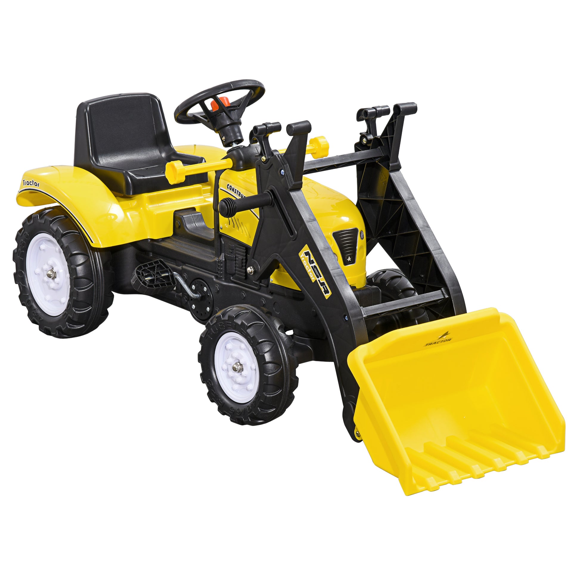 Seat Excavator with Storage Compartment, Ride-On Excavator with Shovel, Pedal Tractor, Sand Excavator Slider Vehicle, Children's Excavator, Slider Excavator, Shovel Excavator for 3-Year-Olds, Yellow+Black