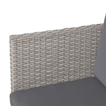 Outdoor Garden Furniture Set Table with 4 Chairs 4 Footrests 9pcs Grey Rattan