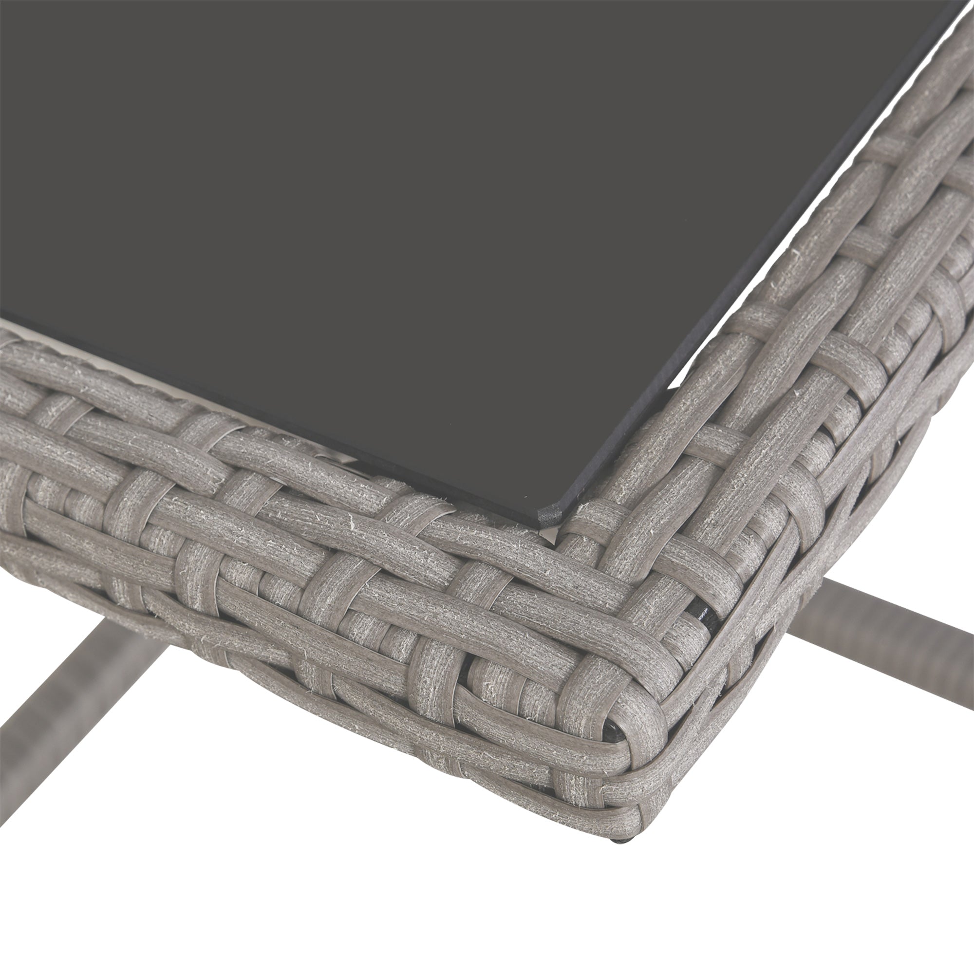 Outdoor Garden Furniture Set Table with 4 Chairs 4 Footrests 9pcs Grey Rattan