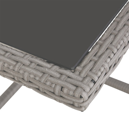 Outdoor Garden Furniture Set Table with 4 Chairs 4 Footrests 9pcs Grey Rattan