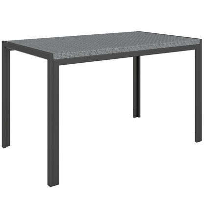 Synthetic Rattan Garden Dining Table Outdoor Terrace Table with Weather-Resistant Metal Structure 120x70x72 cm Grey and Black