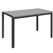 Synthetic Rattan Garden Dining Table Outdoor Terrace Table with Weather-Resistant Metal Structure 120x70x72 cm Grey and Black