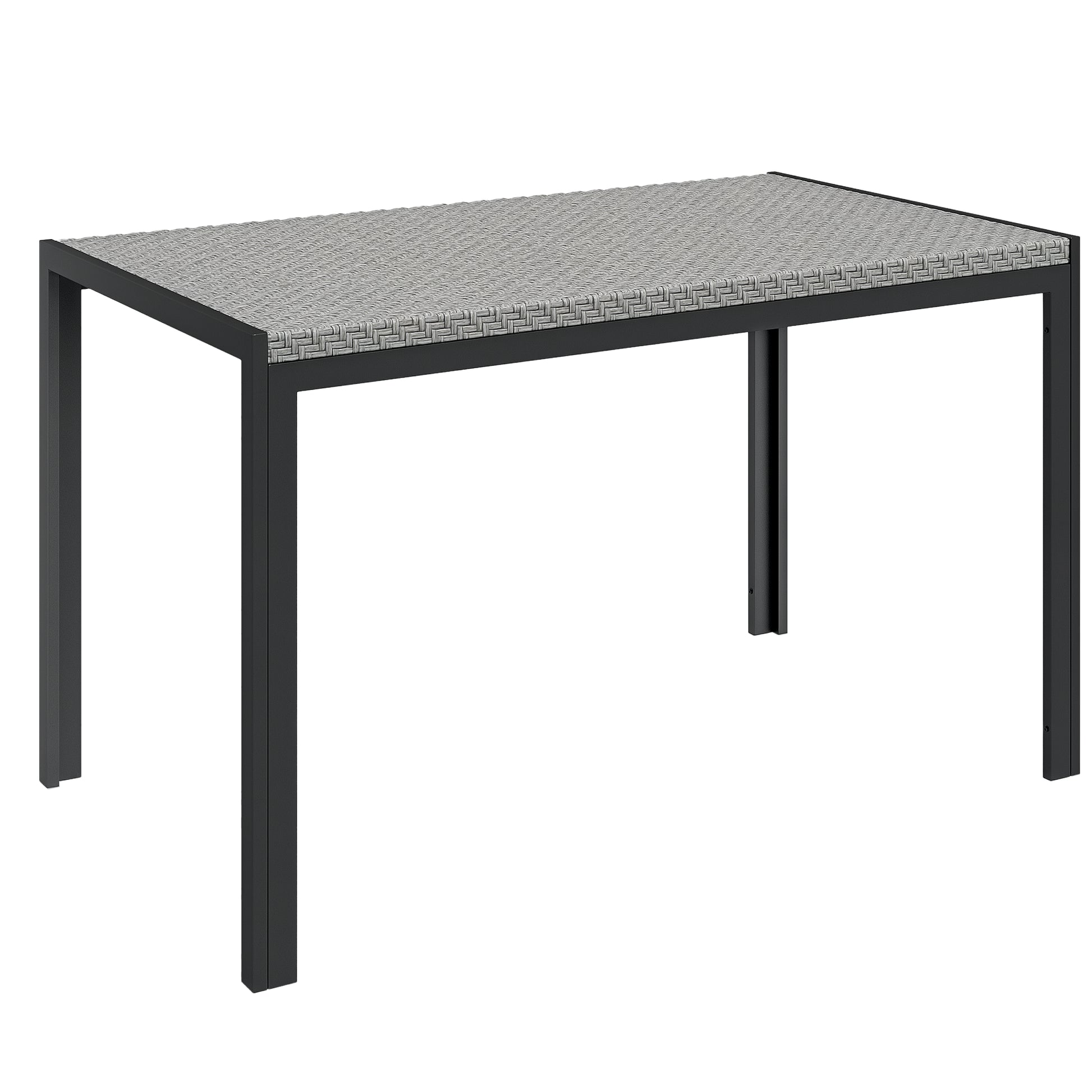 Synthetic Rattan Garden Dining Table Outdoor Terrace Table with Weather-Resistant Metal Structure 120x70x72 cm Grey and Black