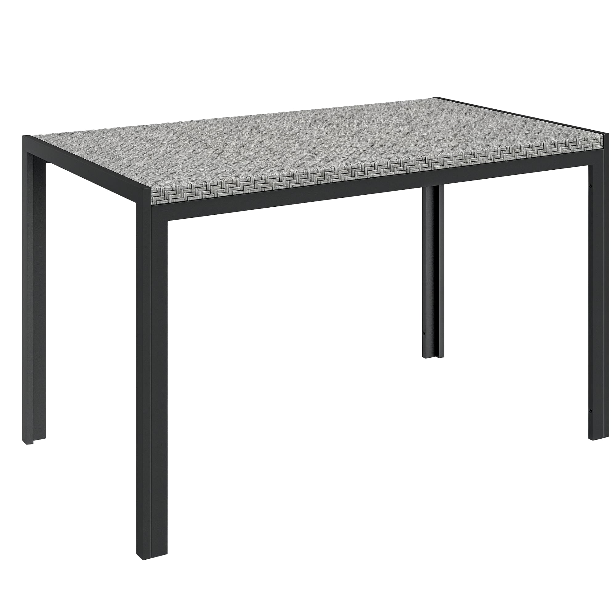 Synthetic Rattan Garden Dining Table Outdoor Terrace Table with Weather-Resistant Metal Structure 120x70x72 cm Grey and Black