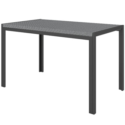 Synthetic Rattan Garden Dining Table Outdoor Terrace Table with Weather-Resistant Metal Structure 120x70x72 cm Grey and Black