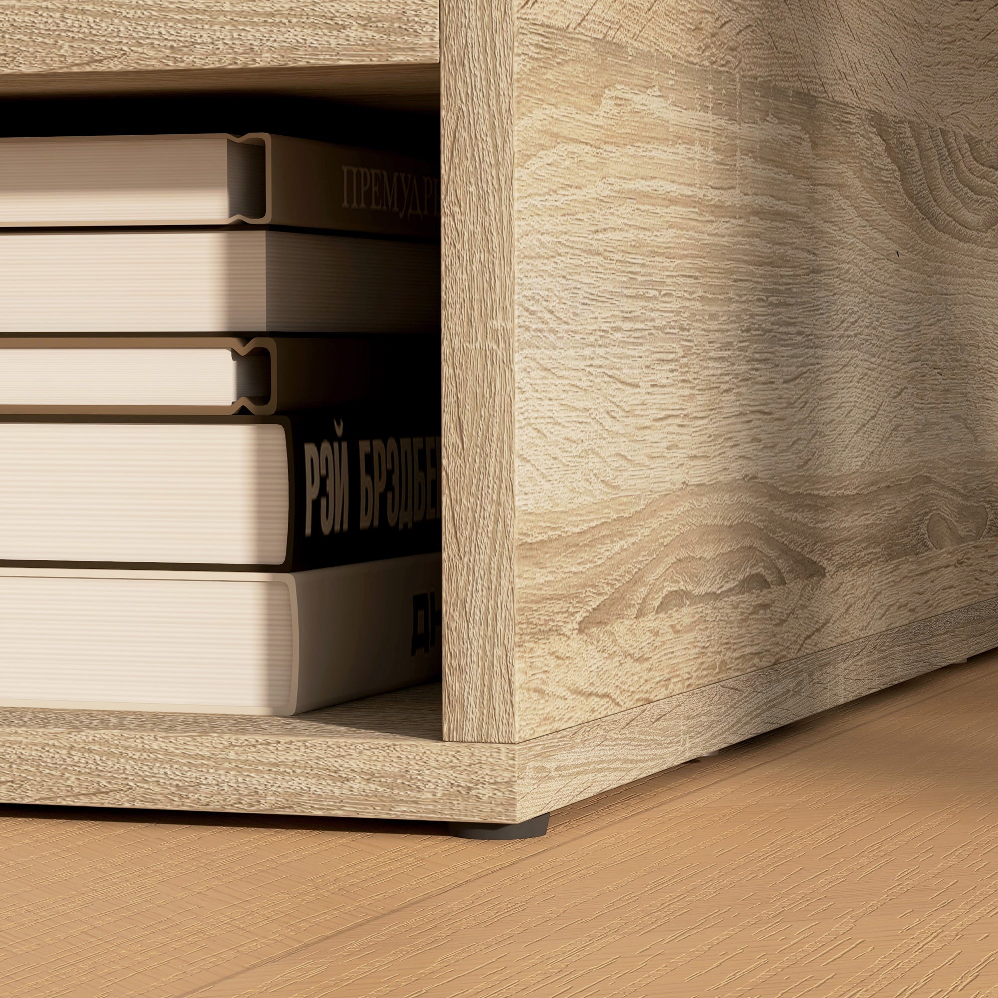 Wood Grain Desk Organizer with 3 Compartments Printer Stand 47 x 40 x 22.5 cm