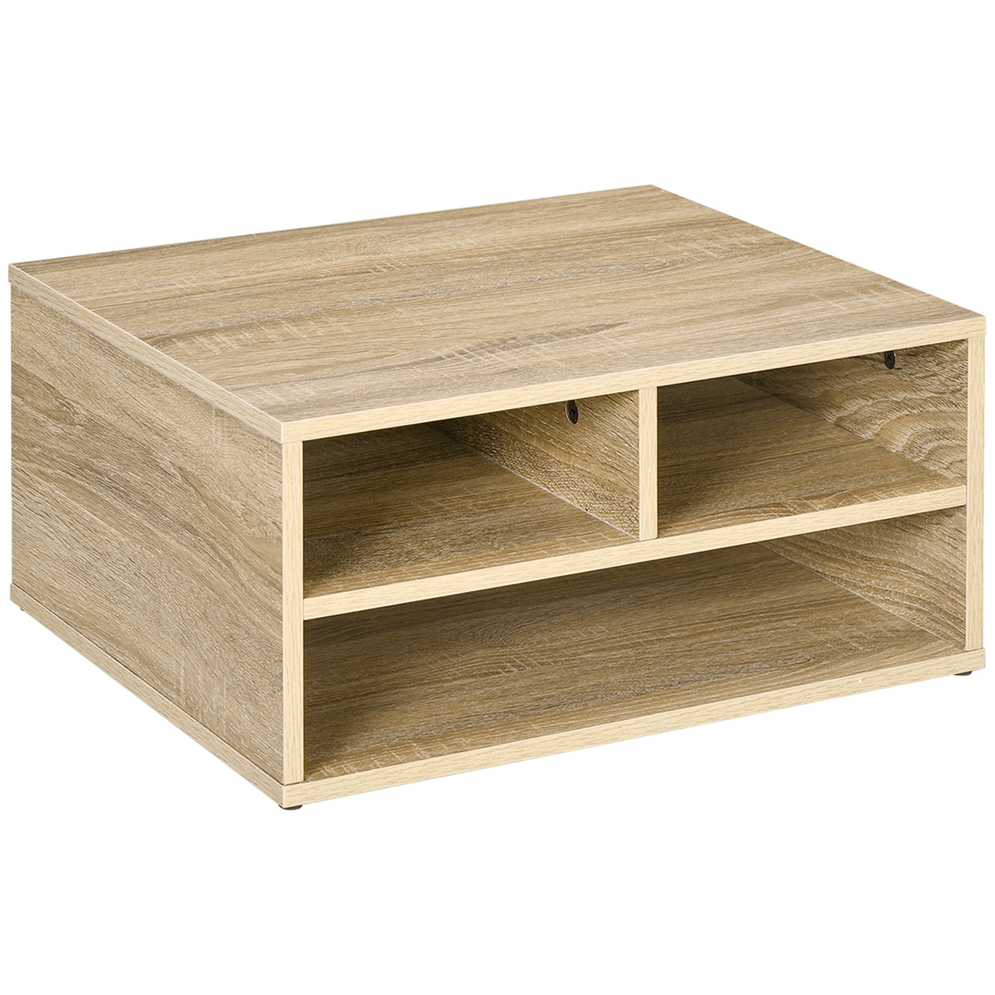 Wood Grain Desk Organizer with 3 Compartments Printer Stand 47 x 40 x 22.5 cm
