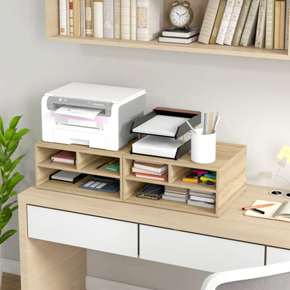 Wood Grain Desk Organizer with 3 Compartments Printer Stand 47 x 40 x 22.5 cm
