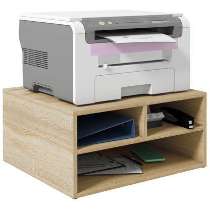 Wood Grain Desk Organizer with 3 Compartments Printer Stand 47 x 40 x 22.5 cm