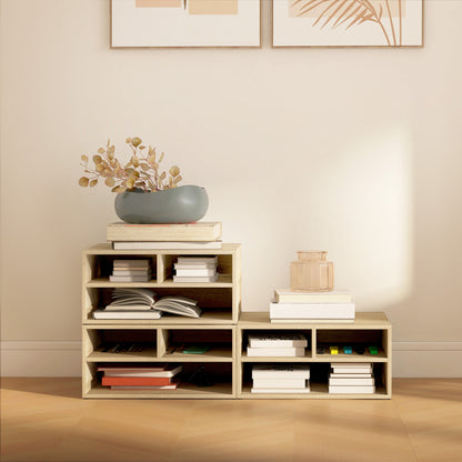 Wood Grain Desk Organizer with 3 Compartments Printer Stand 47 x 40 x 22.5 cm