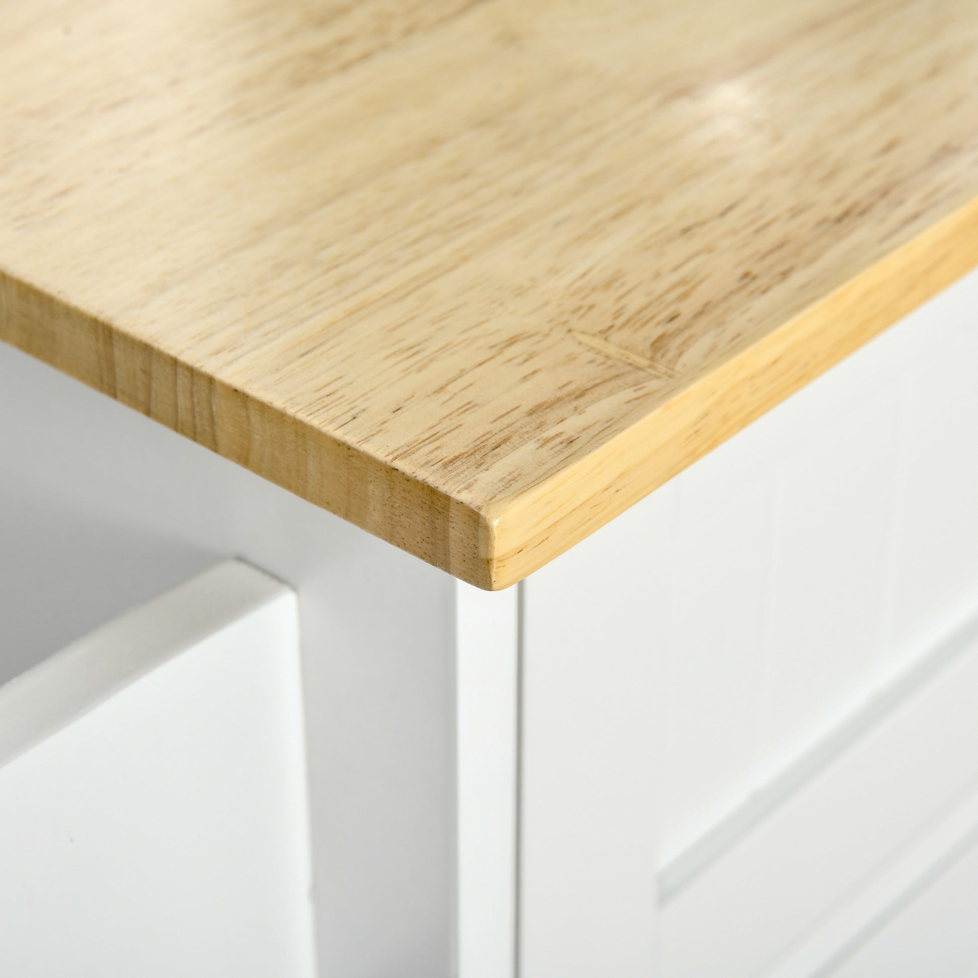 Kitchen Island with Wheels Kitchen Cart Kitchen Sideboard with 2 Drawers 3 Doors and Side Bar for Dining 121x46x91 cm Oak and White
