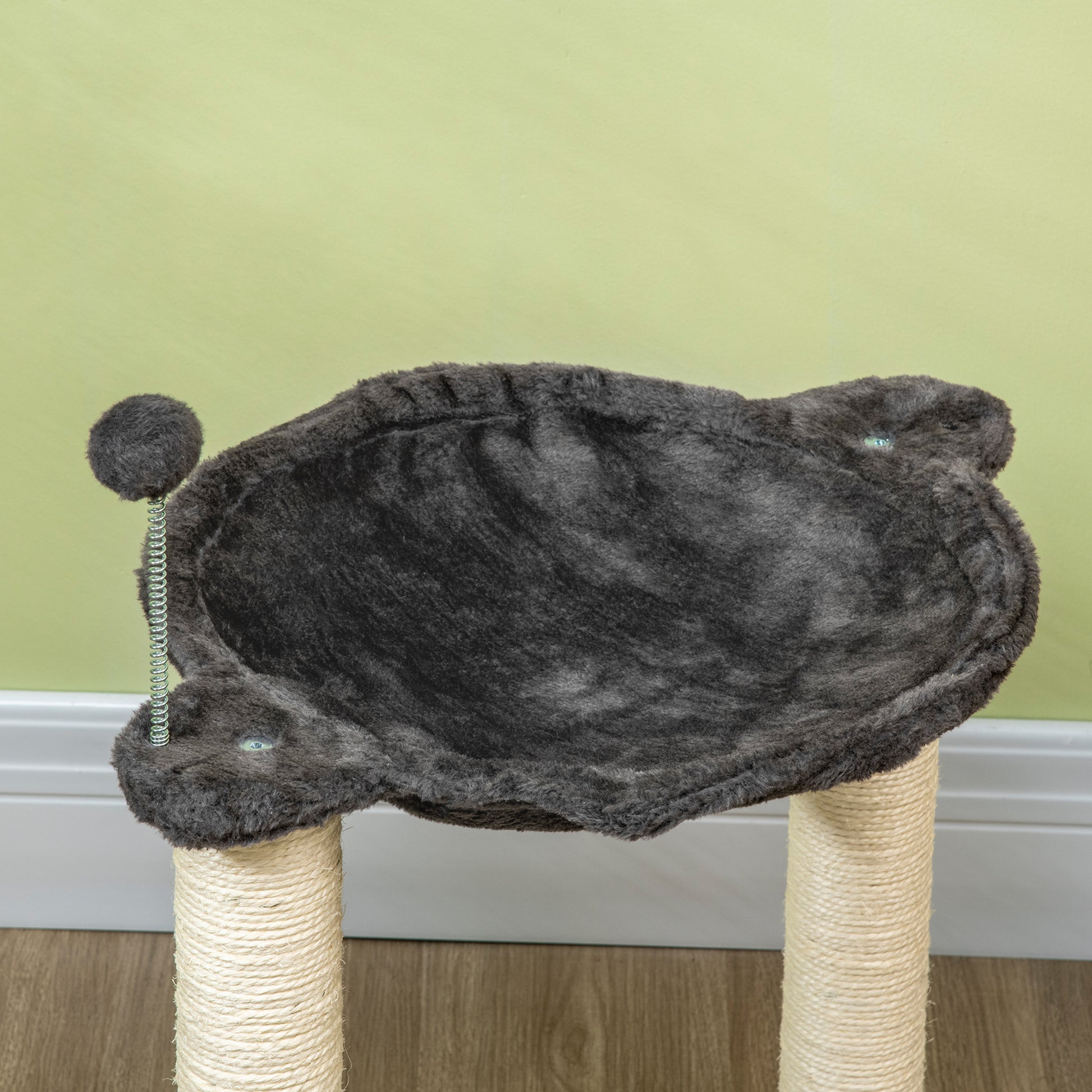 Cat Scratching Tree for Cats Up to 5kg with Hammock, Play Balls, and Sisal Posts, MDF and Plush Cat Tower, 53.5x53.5x66cm, Gray