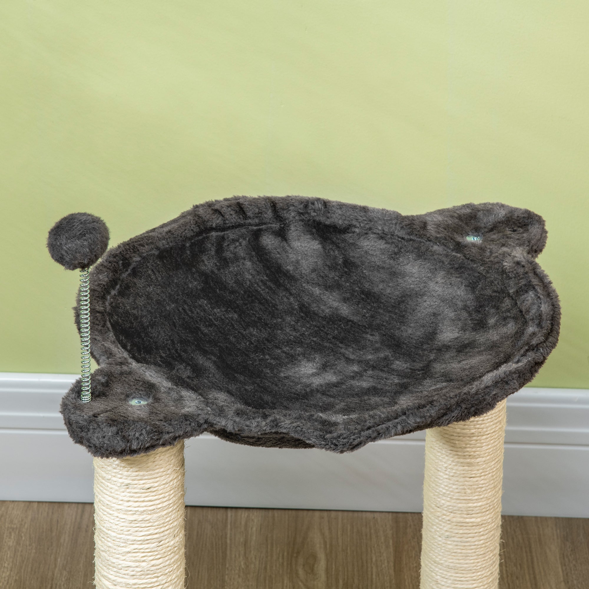 Cat Scratching Tree for Cats Up to 5kg with Hammock, Play Balls, and Sisal Posts, MDF and Plush Cat Tower, 53.5x53.5x66cm, Gray
