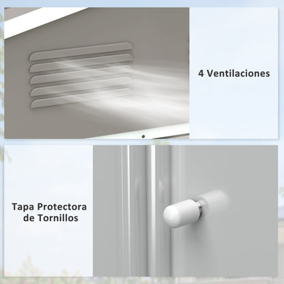 Garden Shed Outdoor 3.6 m² 236x174x190 cm Outdoor Garden Shed with 2 Sliding Doors Sloping Roof and 4 Windows for Patio Terrace Light Gray