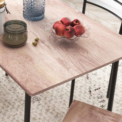 5-Piece Space-Saving Dining Table and Chairs Set with Rectangular Kitchen Table 110x70x75 cm and 4 Modern Chairs 40x43x86 cm, in MDF and Steel, Brown and Black