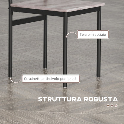 5-Piece Space-Saving Dining Table and Chairs Set with Rectangular Kitchen Table 110x70x75 cm and 4 Modern Chairs 40x43x86 cm, in MDF and Steel, Brown and Black