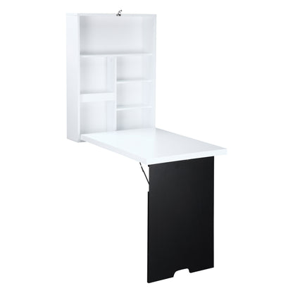 Wall-mounted Foldable Desk Wall-mounted Foldable Table Shelf + Integrated Chalkboard MDF White