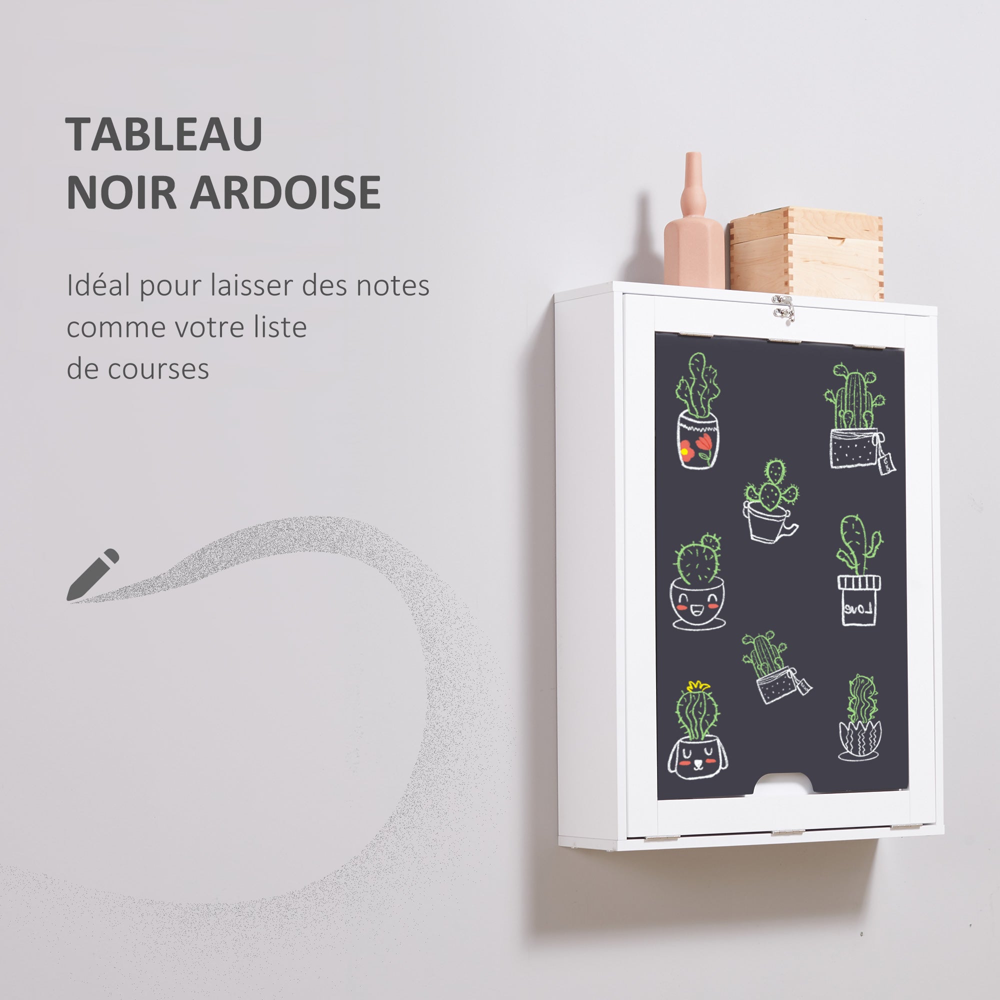 Wall-mounted Foldable Desk Wall-mounted Foldable Table Shelf + Integrated Chalkboard MDF White