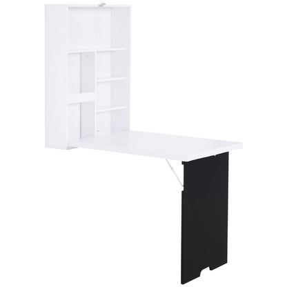 Wall-mounted Foldable Desk Wall-mounted Foldable Table Shelf + Integrated Chalkboard MDF White