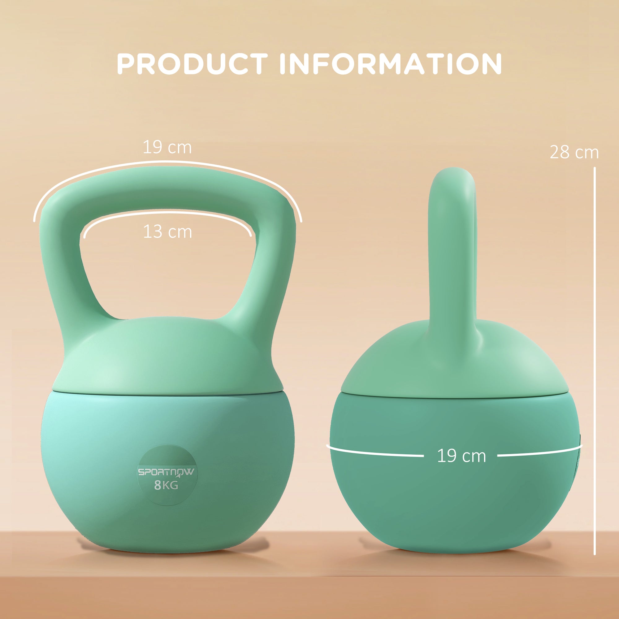 SPORTNOW 8 kg Soft Kettlebell Russian Weight Filled with Metal Sand and Non-Slip Handle for Home Gym Culturism Training Green