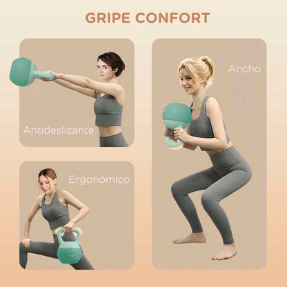 SPORTNOW 8 kg Soft Kettlebell Russian Weight Filled with Metal Sand and Non-Slip Handle for Home Gym Culturism Training Green