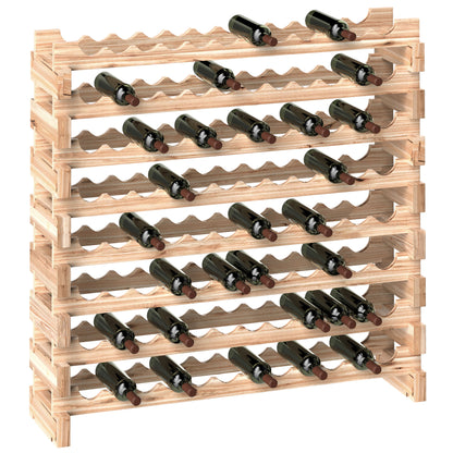 Fir Wood Wine Rack, Wine Cellar with 8 Shelves for 96 Bottles and Maximum Weight 100 kg, 114x28x113.5 cm, Natural Wood