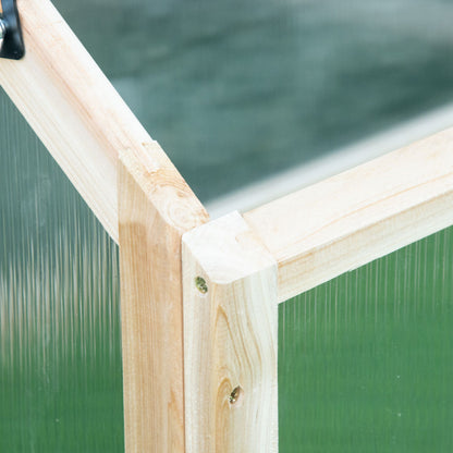 Wooden Mini Greenhouse 90 x 52 x 49.5 cm, Plant Bed with Cover, Light-Transmitting Cold Frame, Winter-Proof Raised Garden Bed for Garden, Balcony, Natural Wood