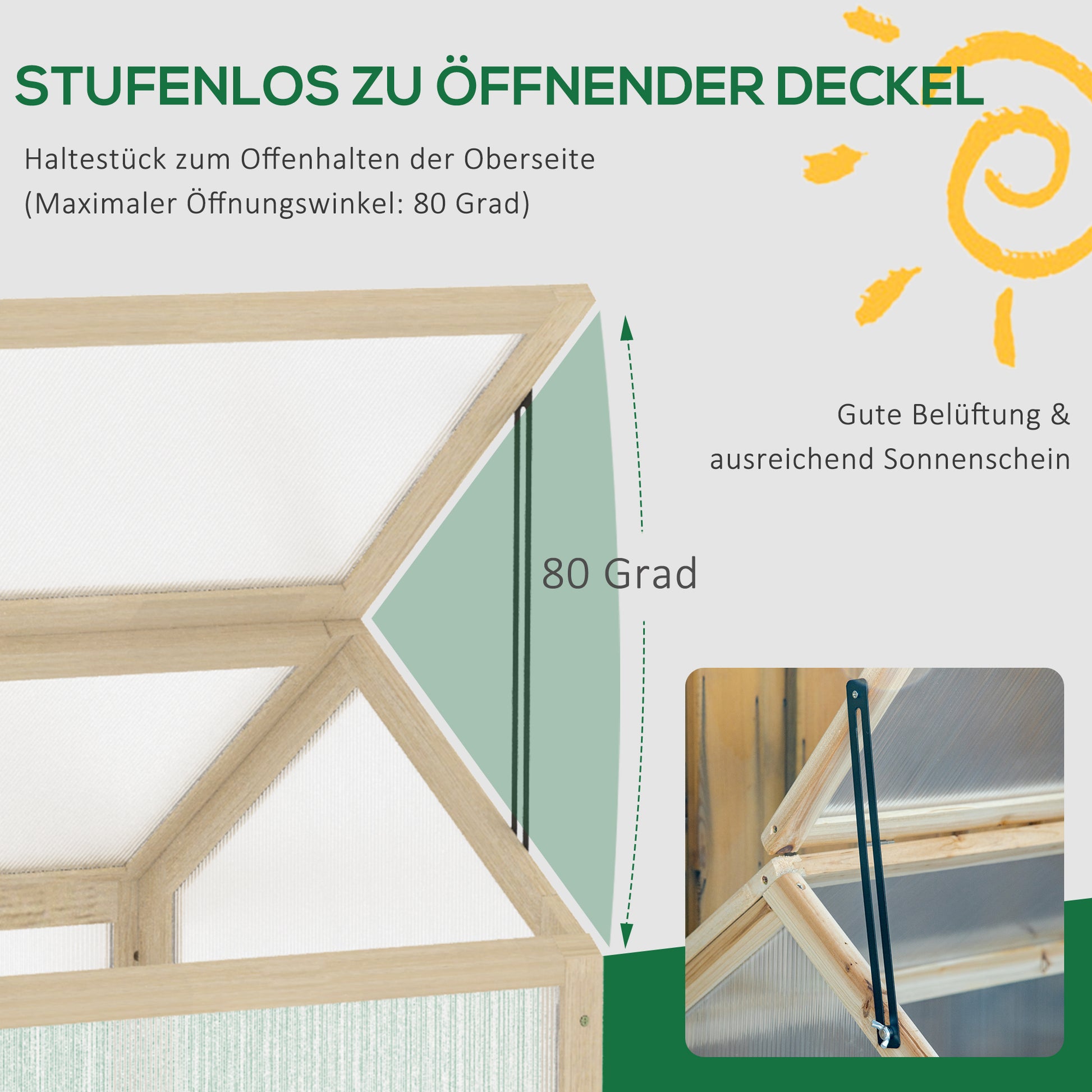 Wooden Mini Greenhouse 90 x 52 x 49.5 cm, Plant Bed with Cover, Light-Transmitting Cold Frame, Winter-Proof Raised Garden Bed for Garden, Balcony, Natural Wood