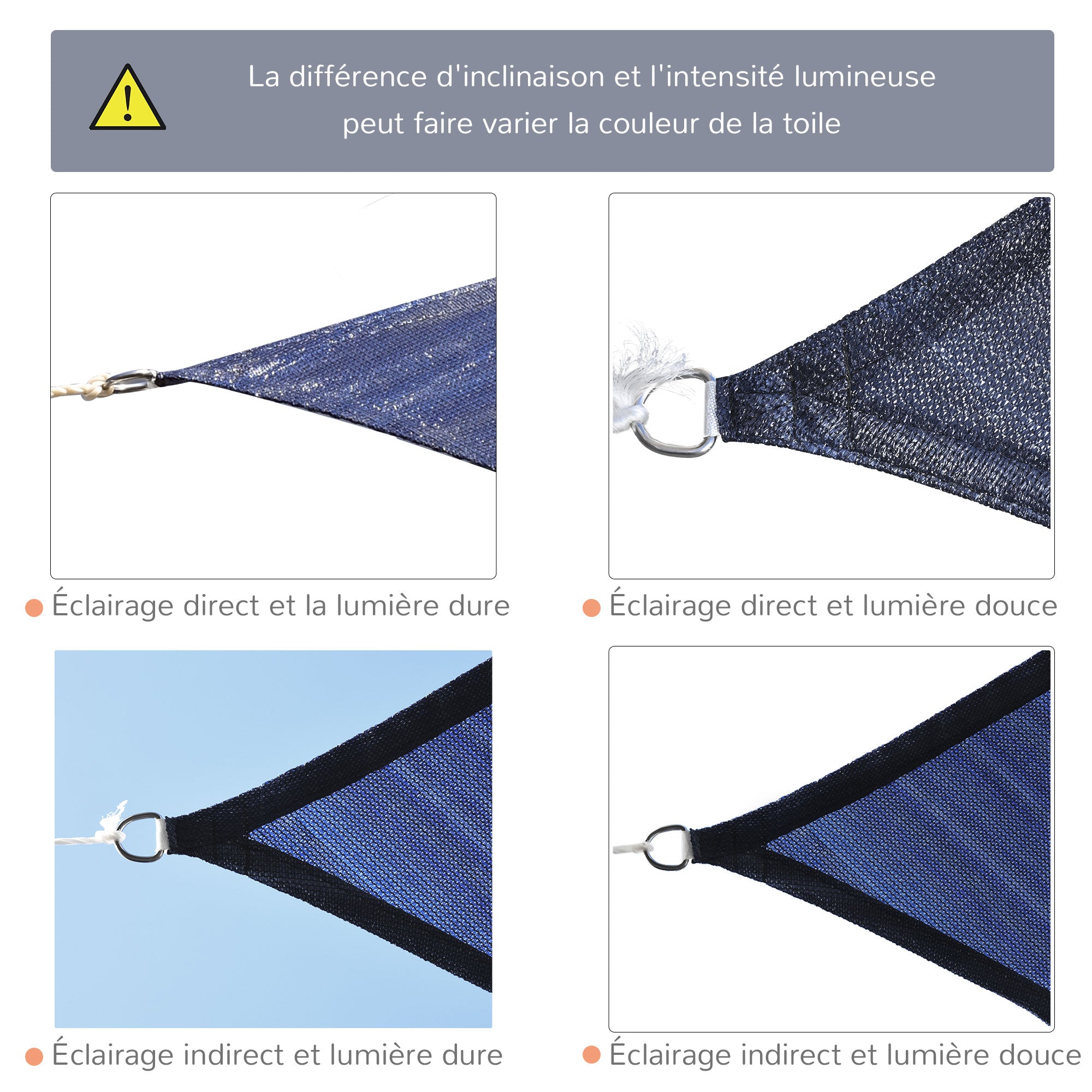 Rectangular Shade Sail 4 x 3 m High-Density Polyethylene UV Protection With Storage Bag - Blue color