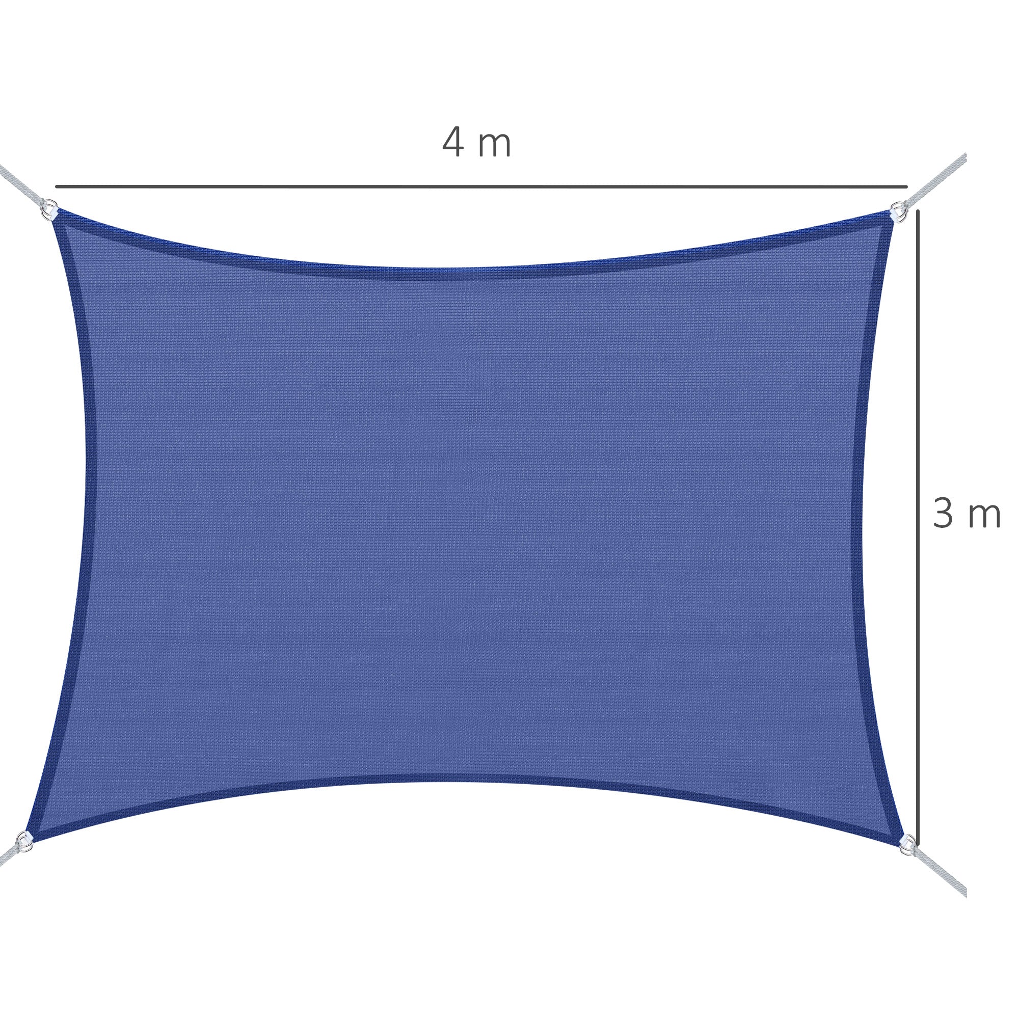 Rectangular Shade Sail 4 x 3 m High-Density Polyethylene UV Protection With Storage Bag - Blue color