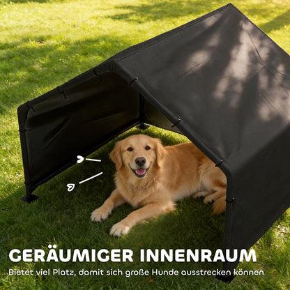 Dog Kennel with Water- & UV-Resistant Canopy, 125 x 110 x 93 cm (49.2 x 43.3 x 36.6 in) – Indoor/Outdoor Shelter for Dogs up to 30 kg (66 lb), Black