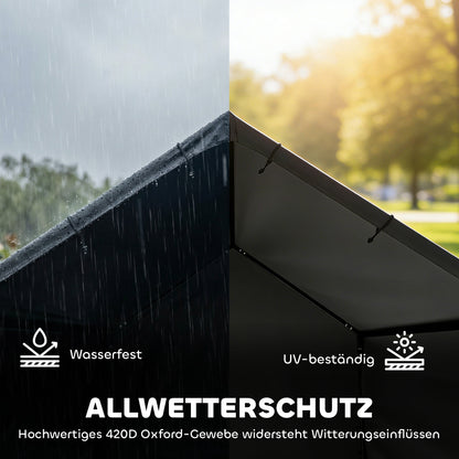 Dog Kennel with Water- & UV-Resistant Canopy, 125 x 110 x 93 cm (49.2 x 43.3 x 36.6 in) – Indoor/Outdoor Shelter for Dogs up to 30 kg (66 lb), Black