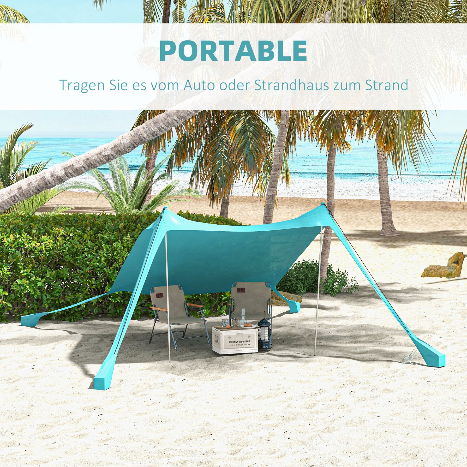 Sun Canopy Sun Shade Sail Waterproof UV and Weather Protection with Steel Poles, Carrying Bag, for Camping, Travel, Fishing, Picnics 2.15 x 2 x 2 m, Sky Blue