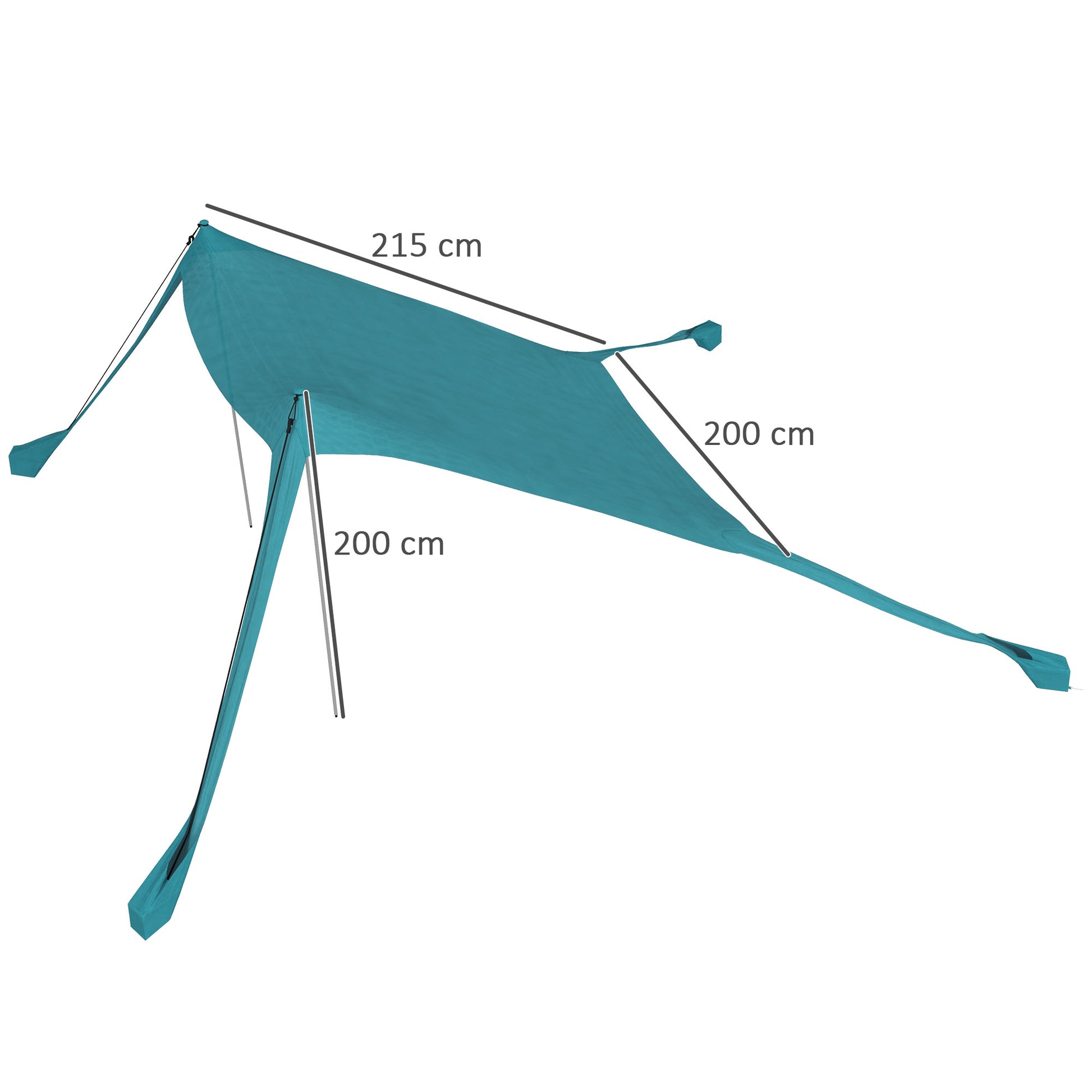 Sun Canopy Sun Shade Sail Waterproof UV and Weather Protection with Steel Poles, Carrying Bag, for Camping, Travel, Fishing, Picnics 2.15 x 2 x 2 m, Sky Blue
