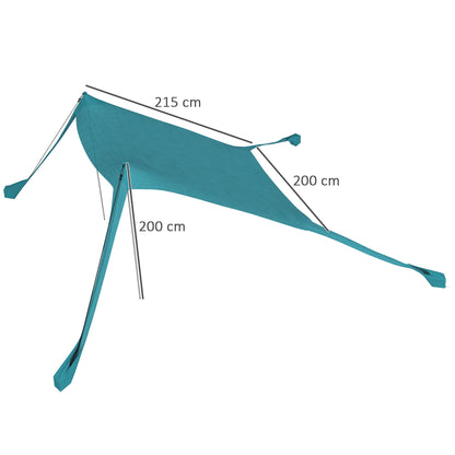 Sun Canopy Sun Shade Sail Waterproof UV and Weather Protection with Steel Poles, Carrying Bag, for Camping, Travel, Fishing, Picnics 2.15 x 2 x 2 m, Sky Blue