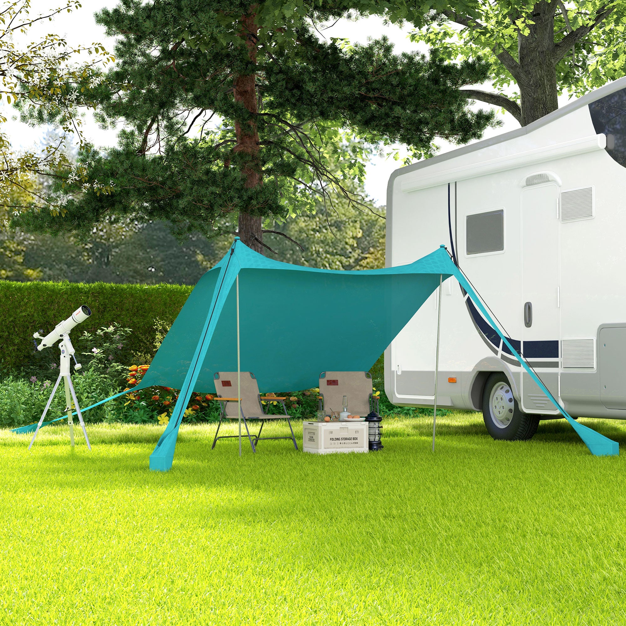 Sun Canopy Sun Shade Sail Waterproof UV and Weather Protection with Steel Poles, Carrying Bag, for Camping, Travel, Fishing, Picnics 2.15 x 2 x 2 m, Sky Blue