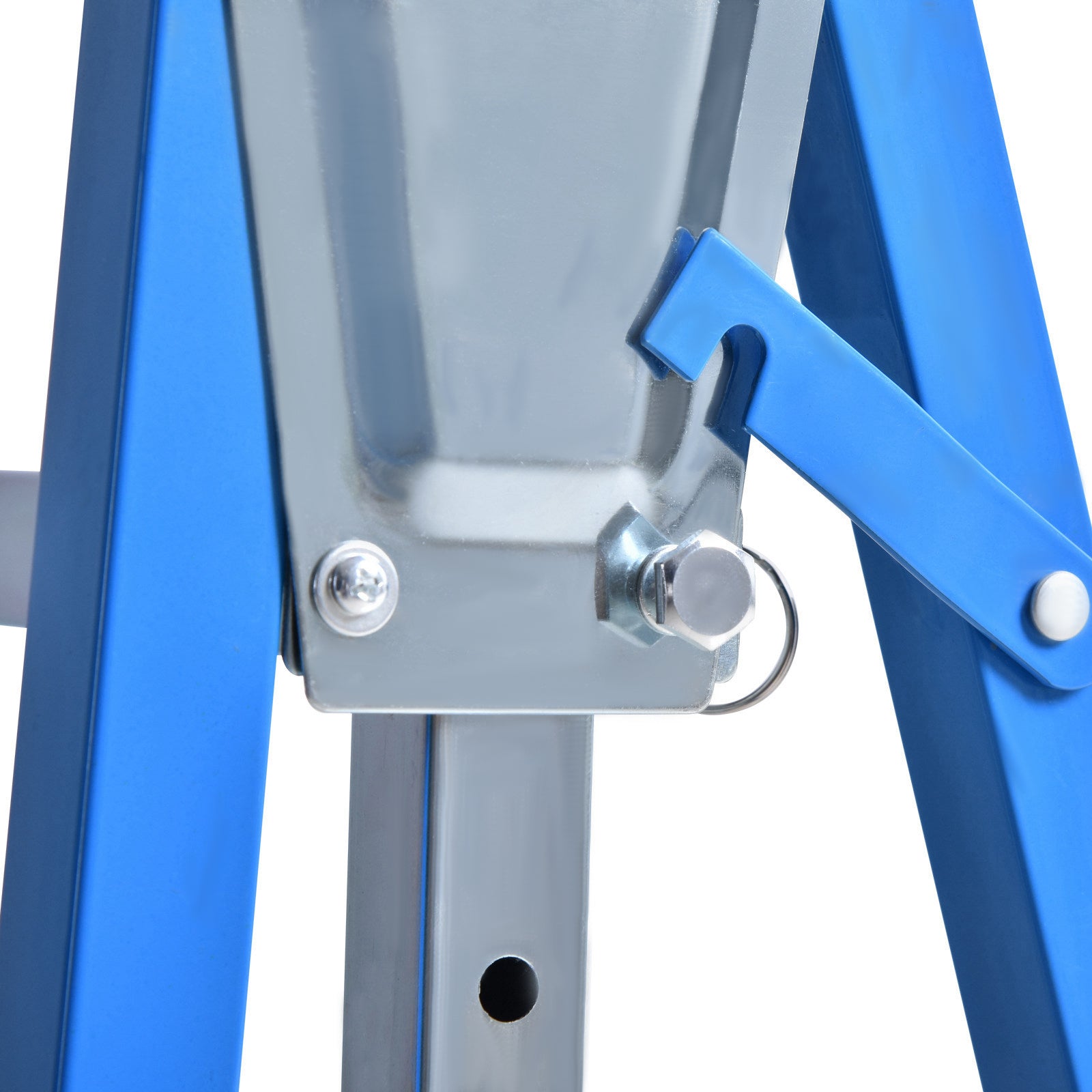 2 x Trestle Benches Folding Workbench Adjustable Height up to 200kg Steel Blue 68 x 58 x 80-130 cm