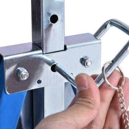 2 x Trestle Benches Folding Workbench Adjustable Height up to 200kg Steel Blue 68 x 58 x 80-130 cm